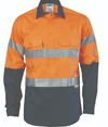 HiVis Cool-Breeze Close Front Long Sleeve Cotton Shirt with 3M R/Tape