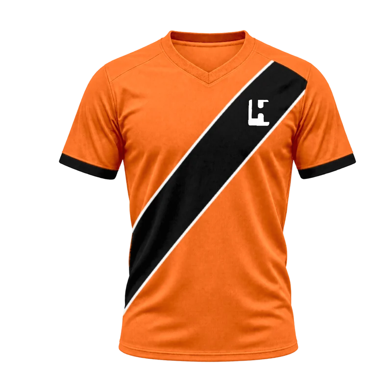 Custom football match jersey in Orange / Black