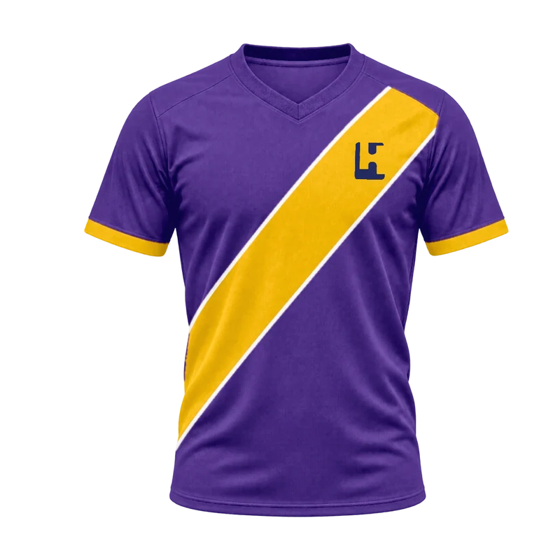 Custom football match jersey in Purple / Gold