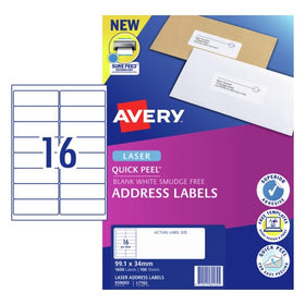Avery Laser Address Labels 99.1 x 34mm