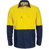 HiVis L/W Cool-Breeze T2 Vertical Vented Long Sleeve Cotton Shirt with Gusset Sleeves
