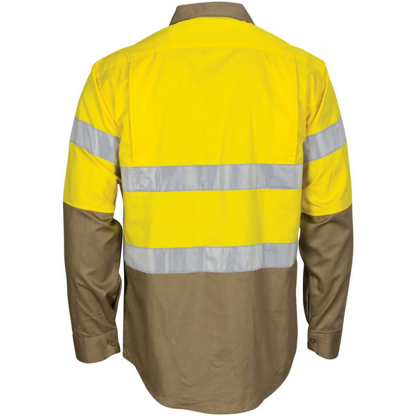 HiVis L/W Cool-Breeze T2 Vertical Vented Long Sleeve Cotton Shirt with Gusset Sleeve