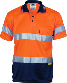 Hivis D/N Cool Breathe Short Sleeve Polo Shirt With 3M R/Tape