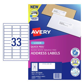 Avery Laser Address Labels 64 x 24.3mm