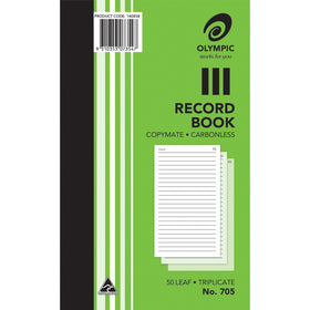 OLYMPIC 705 CARBONLESS BOOK TRIPLICATE 200X125MM RECORD 50 LEAF