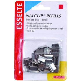 ESSELTE NALCLIP REFILLS SMALL STAINLESS STEEL 15 SHEET CAPACITY PACK OF 5