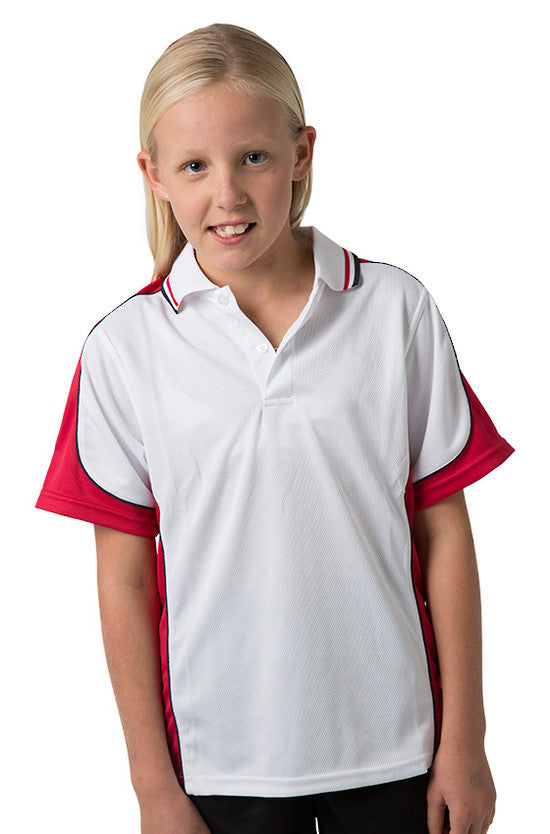 Kids White Cooldry Panel Polo
