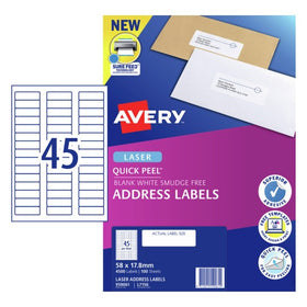 Avery Laser Address Labels 58 x 17.8mm