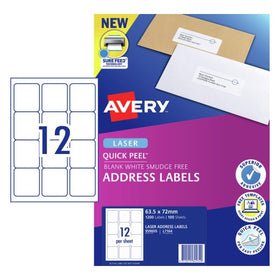 Avery Laser Address Labels 63.5 x 72mm