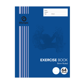 Olympic Exercise Book 225 x 175mm 8mm Ruled 64 Pages (Pack of 20)