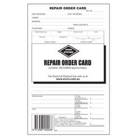 Zions 8x5 Repair Order Card – Pack of 250