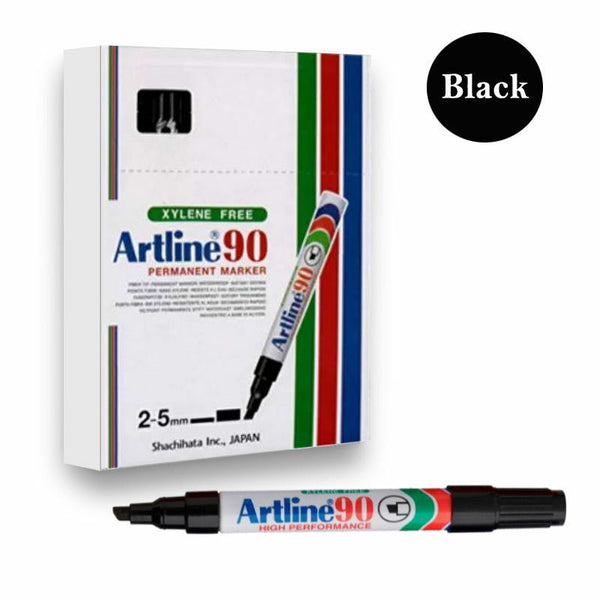 Artline 90 Permanent Marker – Chisel Tip 2–5mm, Black (Box of 12)