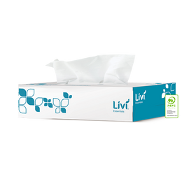Livi Essentials Hypoallergenic Facial Tissues – 2 Ply, 100 Sheets, Box of 48