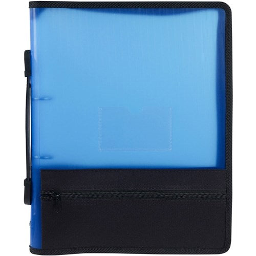 Marbig Zipper Binder With Extra Storage A4 2 O-Ring 25mm
