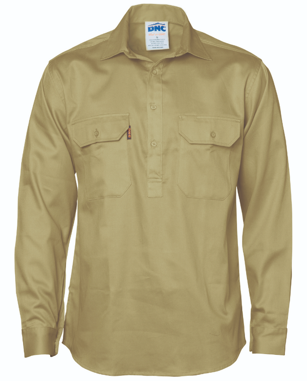 HiVis Close Front Cotton Drill Long & Gusset Sleeve