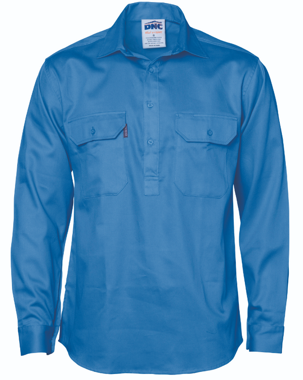 HiVis Close Front Cotton Drill Long & Gusset Sleeve
