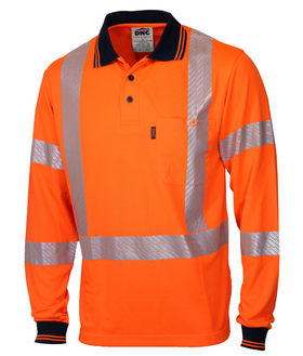 Hi Vis Segmented Tape X Back Polo - LS