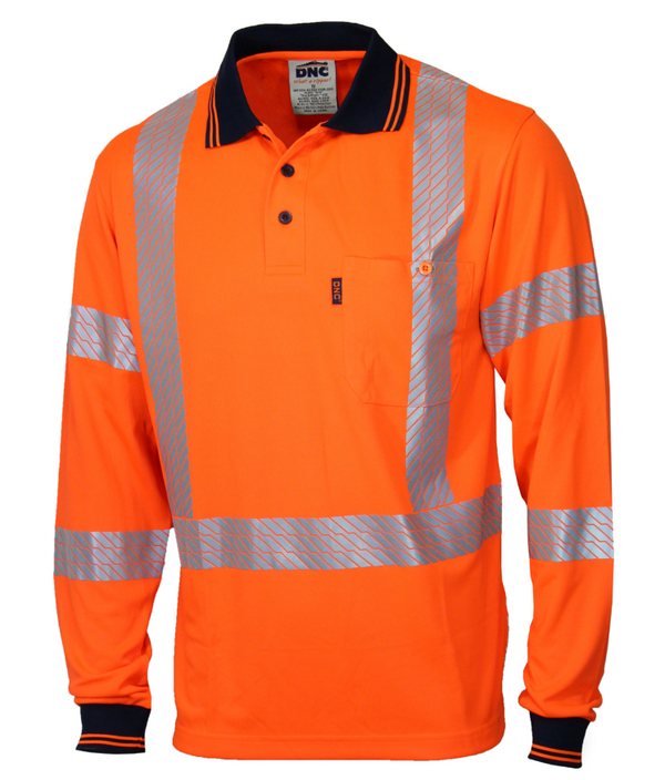 Hi Vis Segmented Tape X Back Polo - LS