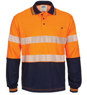 HIVIS Segment Taped Long Sleeve Cotton Backed Polo