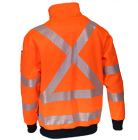 Hi Vis Segmented Tape X Back 1/2 Zip Jumper