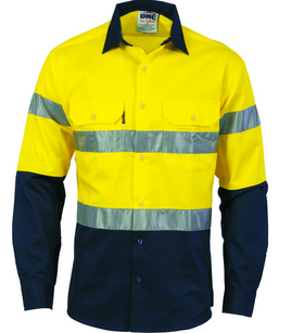 Hi Vis D/N 2 Tone Drill Shirts With CSR R/Tape - Long Sleeve