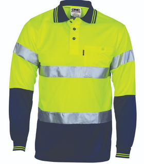 Hi Vis D/N Cool Breathe Polo Shirt With CSR R/Tape - LS