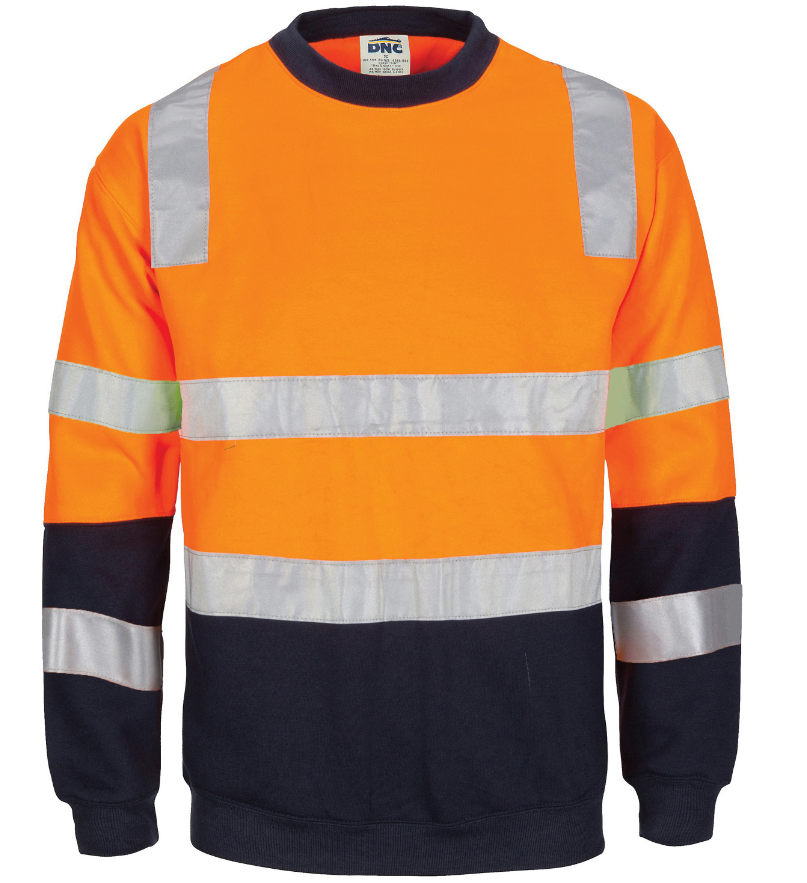 Dnc Workwear Hi-vis 2 Tone, Crew-neck Fleecy Sweatshirt - 3723