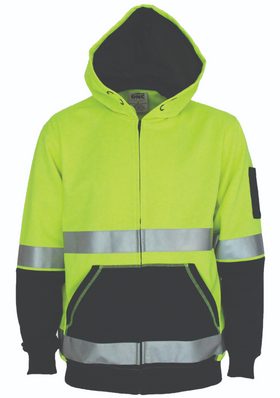 Hi Vis 2 Tone Full Zip Super Fleecy Hoodie With CSR R/Tape