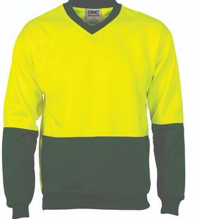 HiVis Two Tone Fleecy Sweat Shirt V-Neck