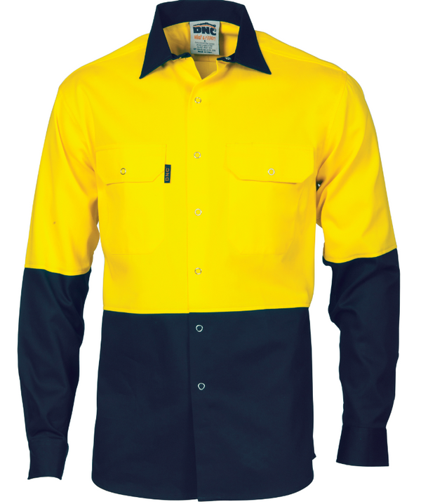 HiVis Two Tone Drill Shirt With Press Studs