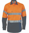 HiVis Two Tone Closed Front Cotton Long Sleeve With Reflective Tape