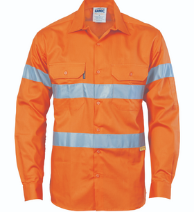HiVis Cool-Breeze Cotton Long Sleeve With 3M 8910 Reflective Tape