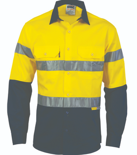 HiVis Two Tone Cool-Breeze Cotton Long Sleeve With Reflective Tape