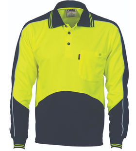 HiVis Cool Breathe Panel Long Sleeve Polo Shirt