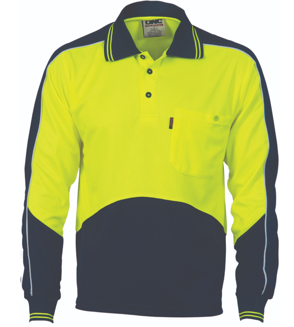 HiVis Cool Breathe Panel Long Sleeve Polo Shirt