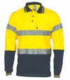 Hi Vis Cool-Breeze Cotton Long Sleeve Jersey Polo With 3m R/Tape