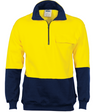 HiVis Two Tone 1/2 Zip Cotton Fleecy Long Sleeve Windcheater