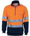HiVis Two Tone 1/2 Zip Cotton Fleecy Long Sleeve Windcheater