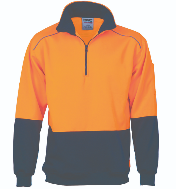 HiVis Two Tone 1/2 Zip Reflective Piping Sweat Shirt