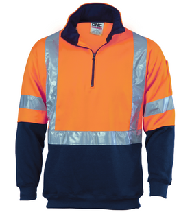 HiVis Cross Back D/N Two Tone 1/2 Zip Fleecy Sweat Shirt