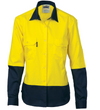 Ladies HiVis Two Tone Cotton Drill Long Sleeve