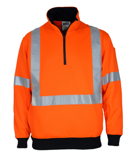 Hi Vis 1/2 Zip Fleecy With X Back & Additional Tape on Back