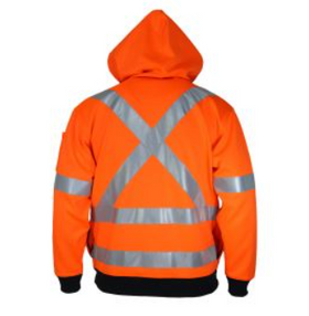 Hi Vis Full Zip Fleecy Hoodie With 'X' Back & Additional Tape on Back