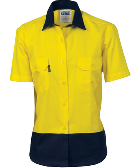Ladies HiVis Two Tone Cool-Breeze Cotton Short Sleeve