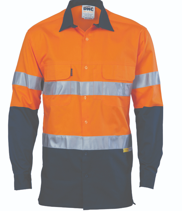 HiVis Three Way Cool-Breeze Cotton Long Sleeve With Reflective Tape
