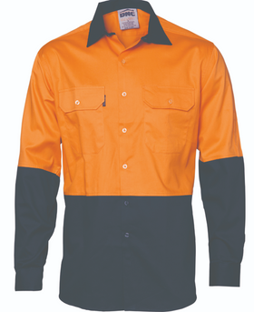 HiVis Two Tone Cotton Drill Vented Long Sleeve