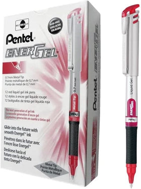 Pentel EnerGel Liquid Gel Pen 0.7mm Medium Nib – Red Ink (Box of 12) | BL17-B