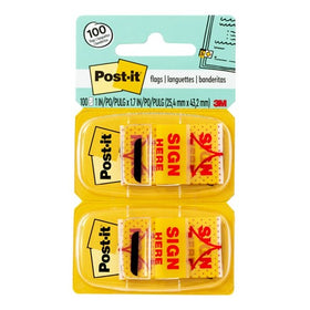 Post-it® 680-SH2 Flags Twin Pack 25x43mm Sign Here Yellow Pack of 2