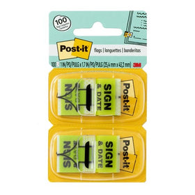Post-it® 680-SD2 Sign & Date Flags – Green, 25x43mm (Pack of 2)
