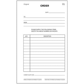 Olympic 638 Order Book Carbon Duplicate 200 x 125mm 100 Leaf Blue